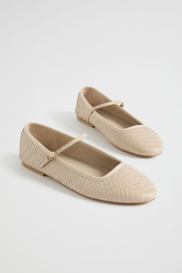 Kai Snake Embossed Ballet Flat  Vanilla  hi-res
