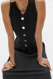 Crepe Rib Button Down Vest  Black  hi-res