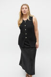 Crepe Rib Button Down Vest  Black  hi-res