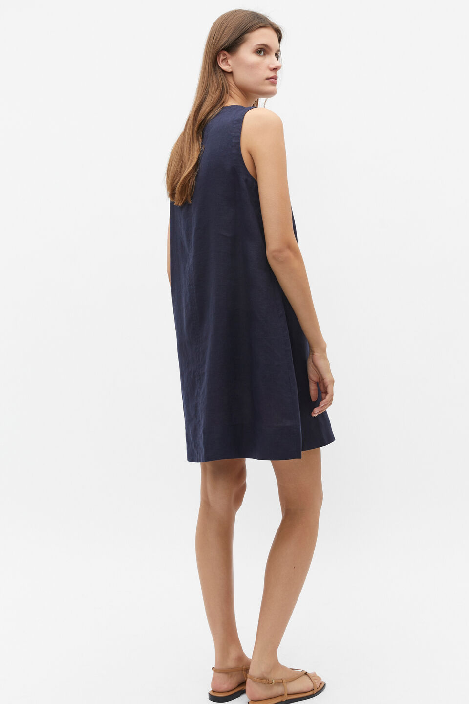 Core Linen Swing Mini Dress  Midnight Sky