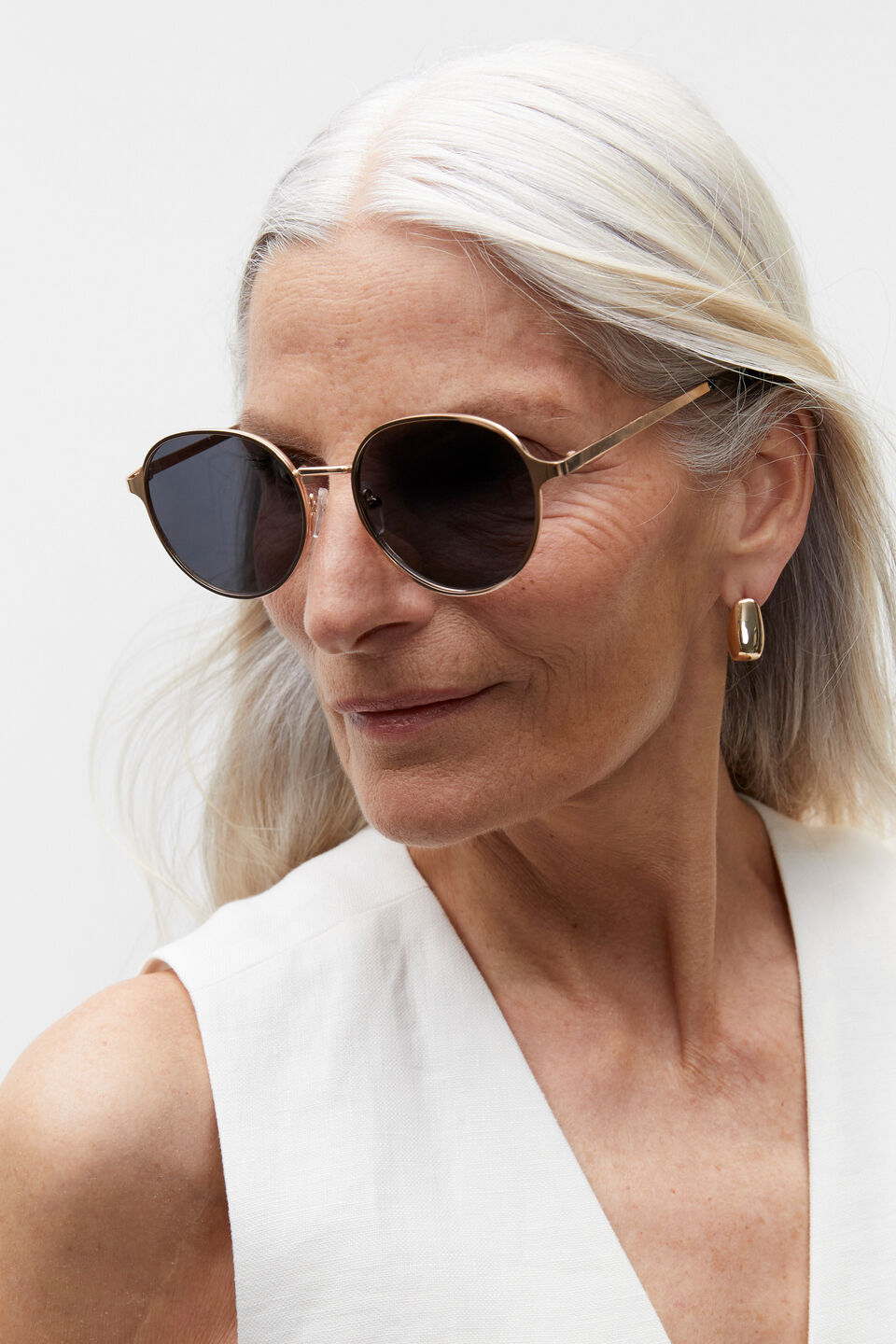 Becca Round Metal Sunglasses  Gold