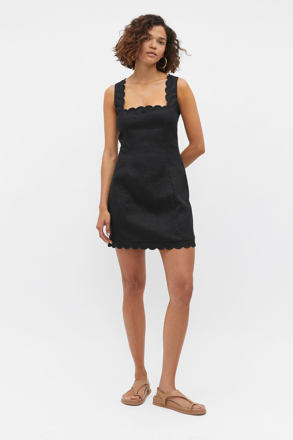 Scallop Mini Dress  Black