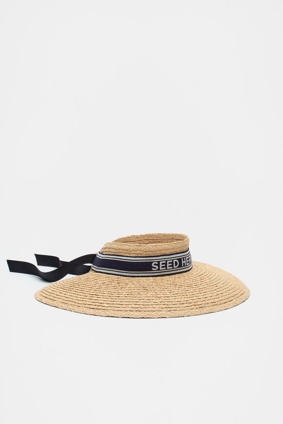 Wide Brim Raffia Visor  Natural  hi-res