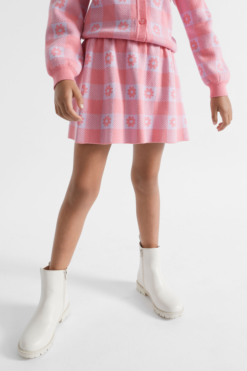Check Knit Skirt  Peach