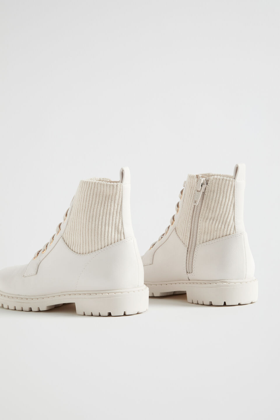 Rib Panel Hiking Boot  Creme