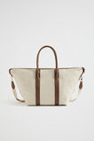 Leather Woven Overnight Bag  Chocolate Natural  hi-res