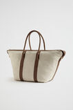Leather Woven Overnight Bag  Chocolate Natural  hi-res