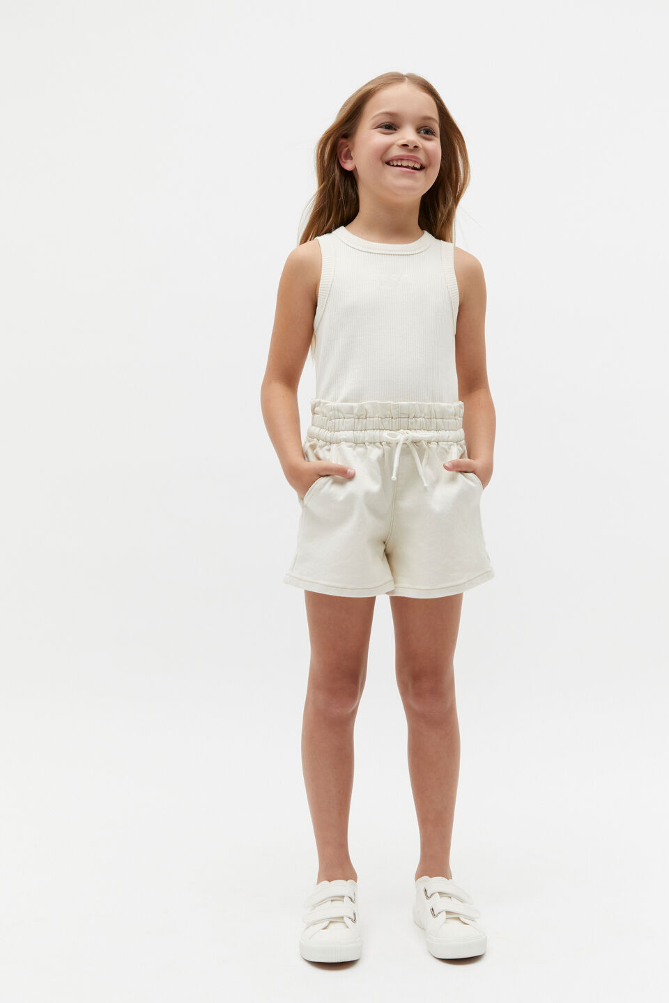 Paperbag Denim Short  Milk