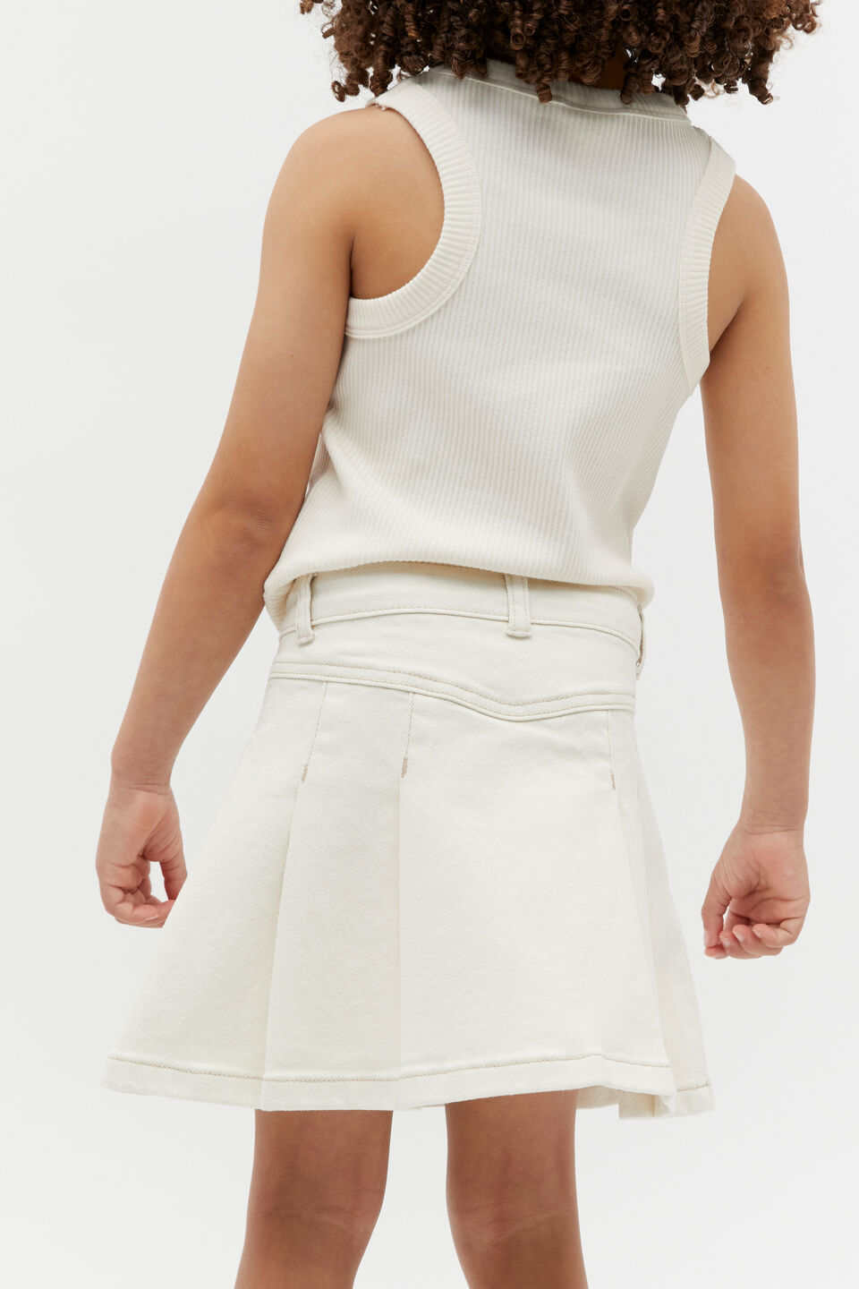 Pleat Denim Skirt  Milk