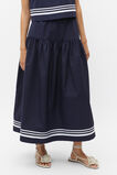 Poplin Stripe Trim Skirt  Midnight Sky  hi-res