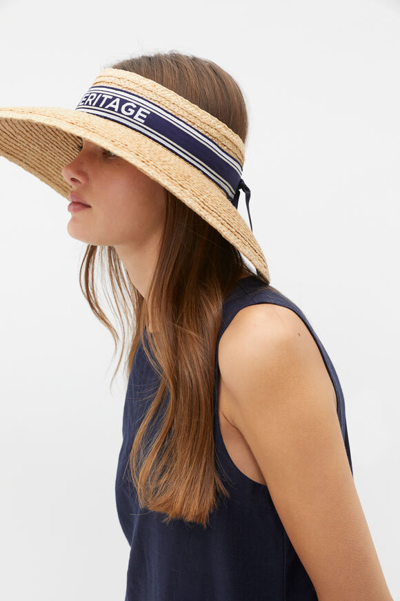 Wide Brim Raffia Visor  Natural  hi-res