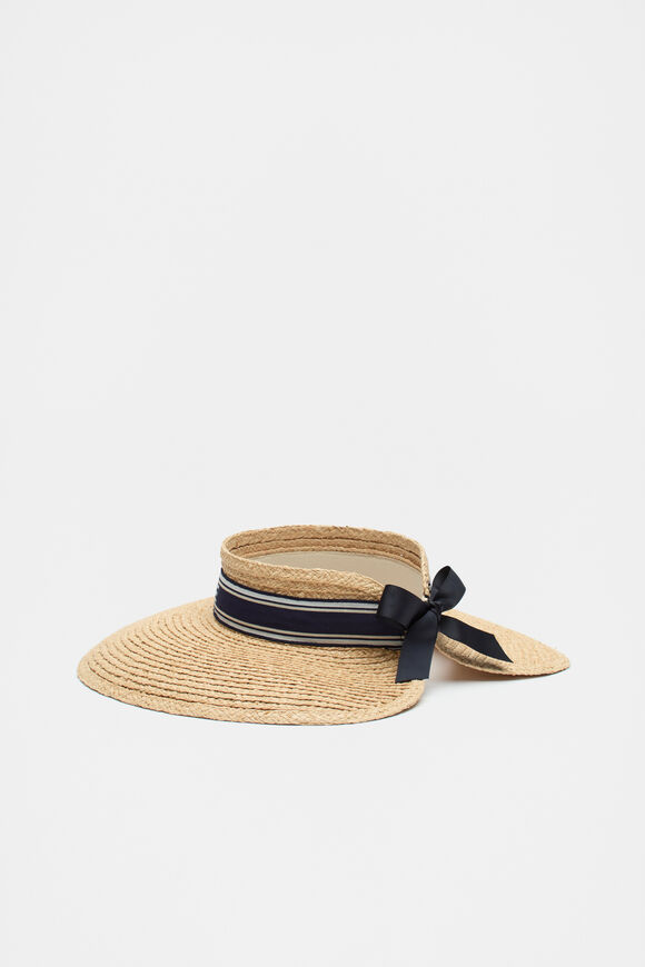 Wide Brim Raffia Visor  Natural  hi-res