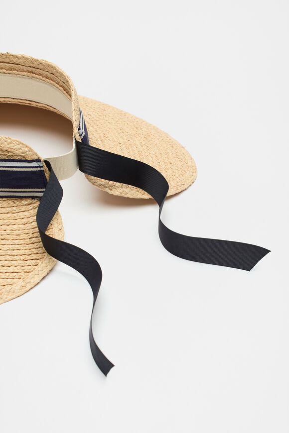 Wide Brim Raffia Visor  Natural  hi-res