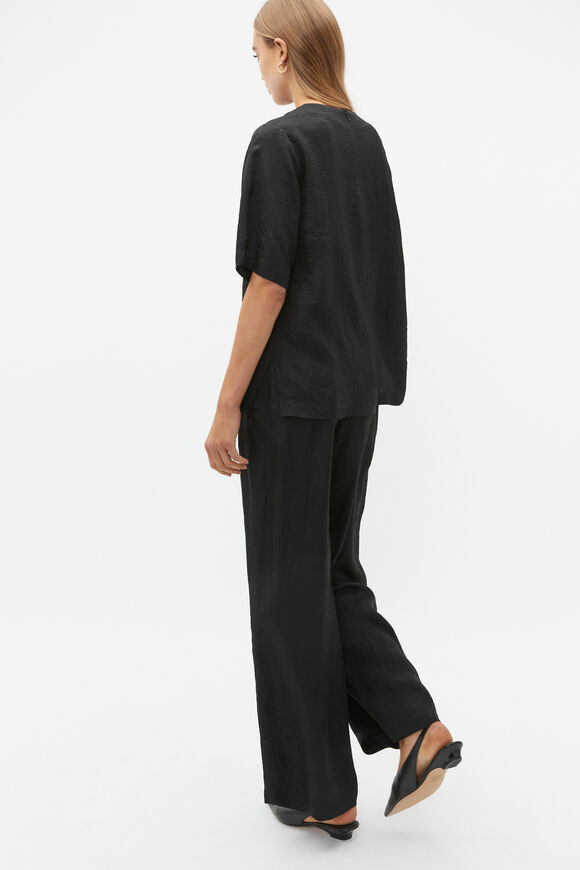 Textured Satin Top  Black  hi-res