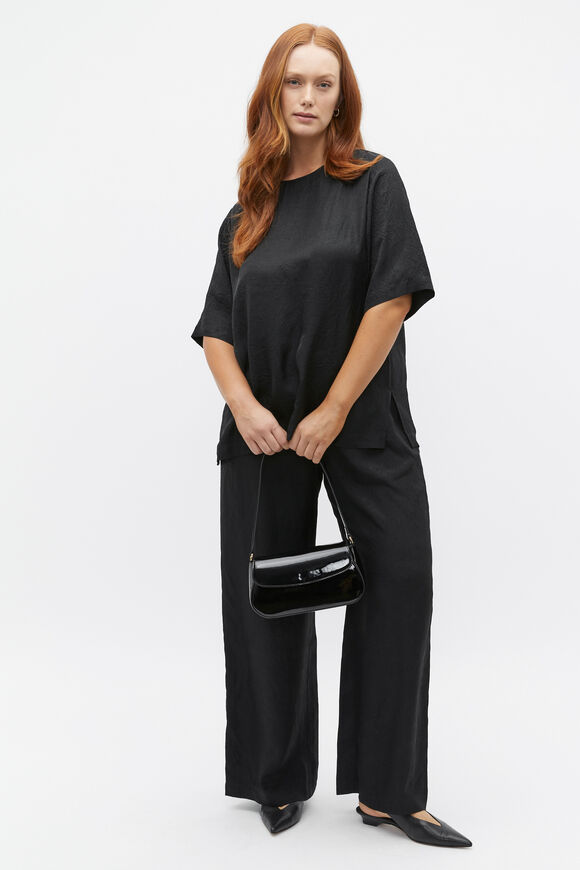 Textured Satin Top  Black  hi-res