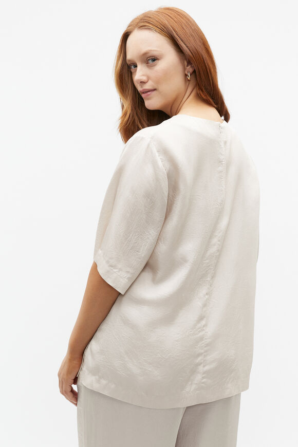 Textured Satin Top  Oat  hi-res