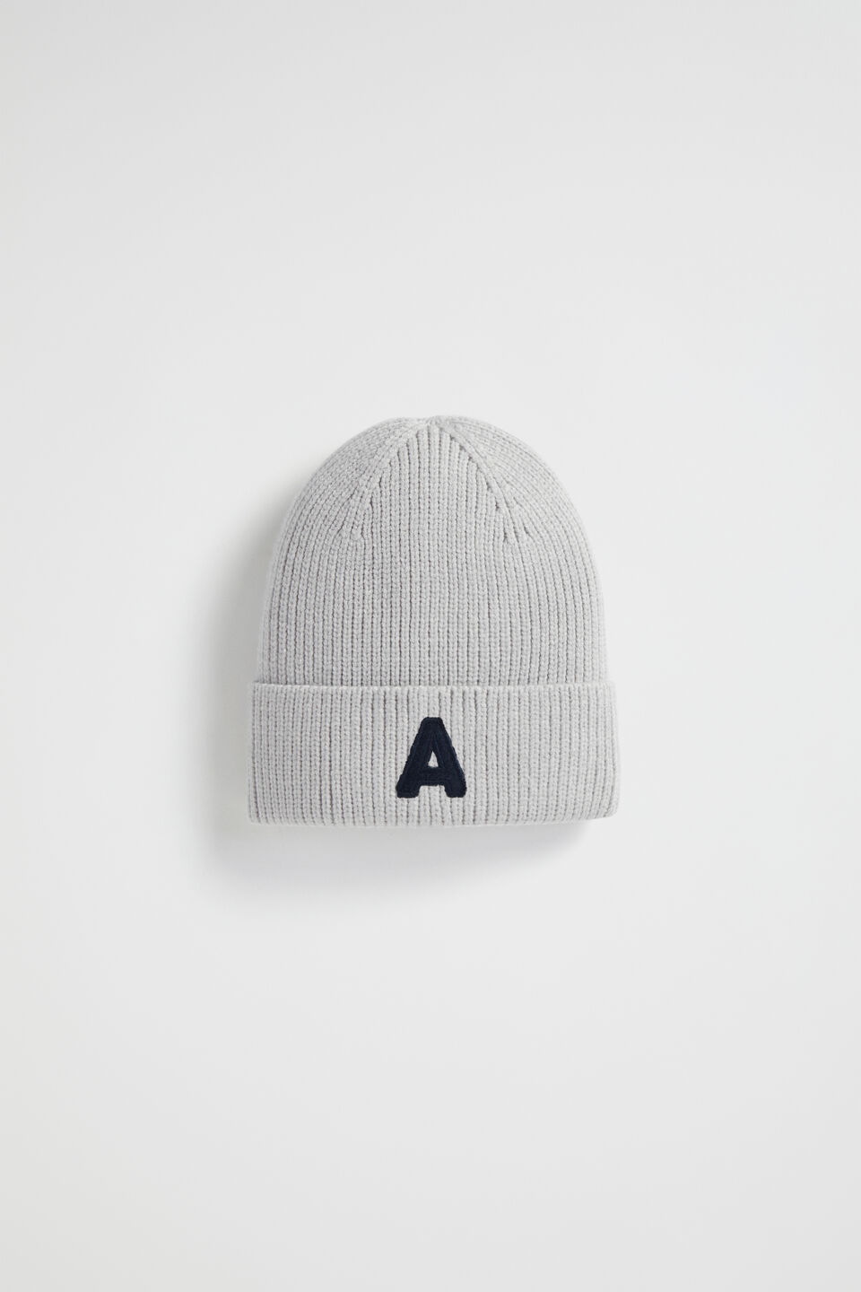 Rib Initial Beanie  A