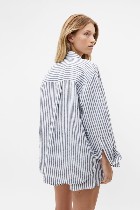 Core Linen Boyfriend Shirt  Midnight Sky Stripe  hi-res