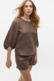 Core Linen Balloon Sleeve Top  Affogato  hi-res