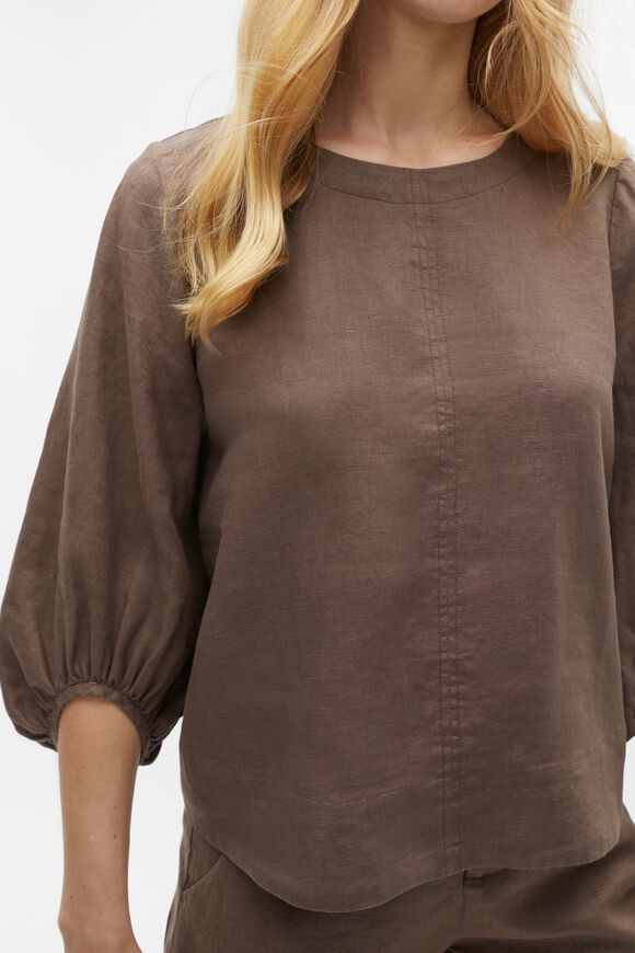 Core Linen Balloon Sleeve Top  Affogato  hi-res