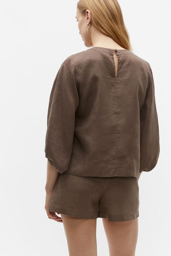 Core Linen Balloon Sleeve Top  Affogato  hi-res