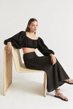 Linen Pintuck Detail Top  Black  hi-res