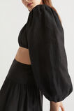 Linen Pintuck Detail Top  Black  hi-res