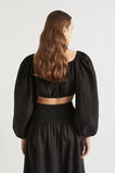 Linen Pintuck Detail Top  Black  hi-res