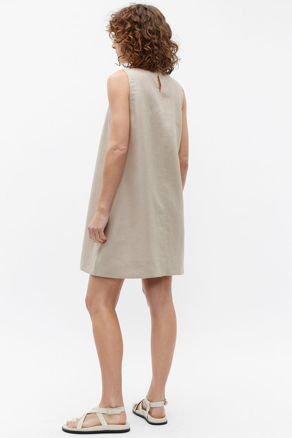 Core Linen Swing Mini Dress  Cool Sand