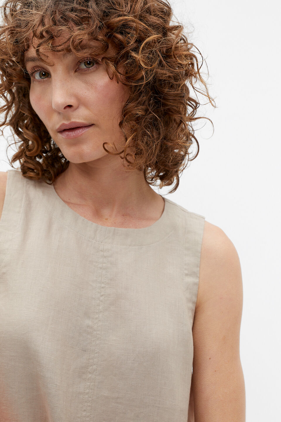 Core Linen Swing Mini Dress  Cool Sand