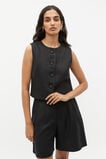 Linen Button Down Shell Top  Black  hi-res