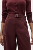Belted Pleat Trouser  Merlot  hi-res