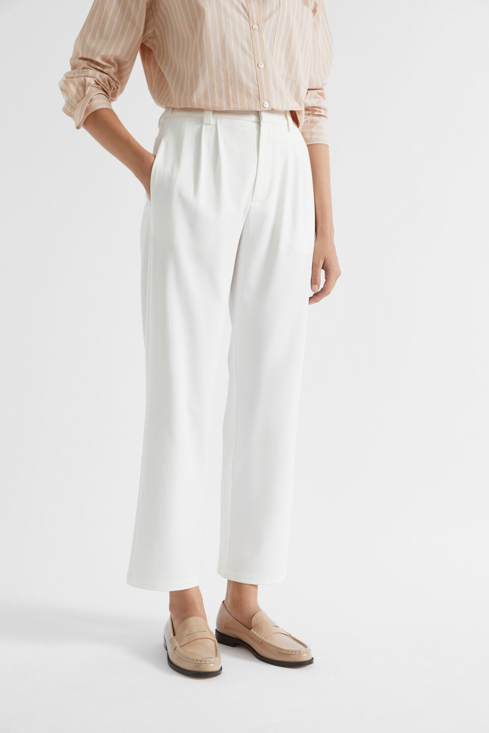 Pleat Front Pant  Cloud Cream
