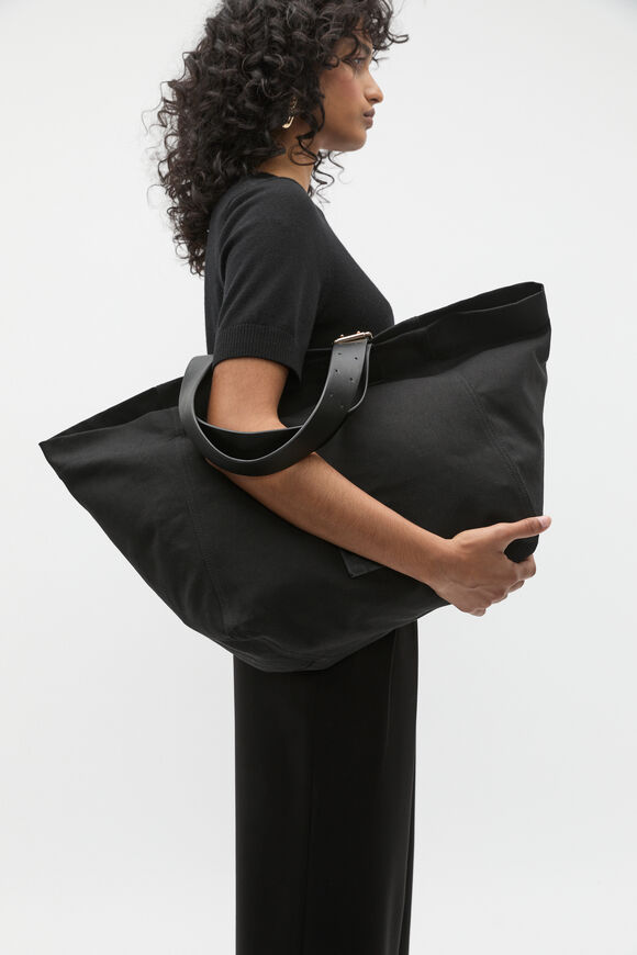 Relaxed Fabric Tote  Black  hi-res