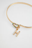 Rainbow Heart Initial Bangle  H  hi-res