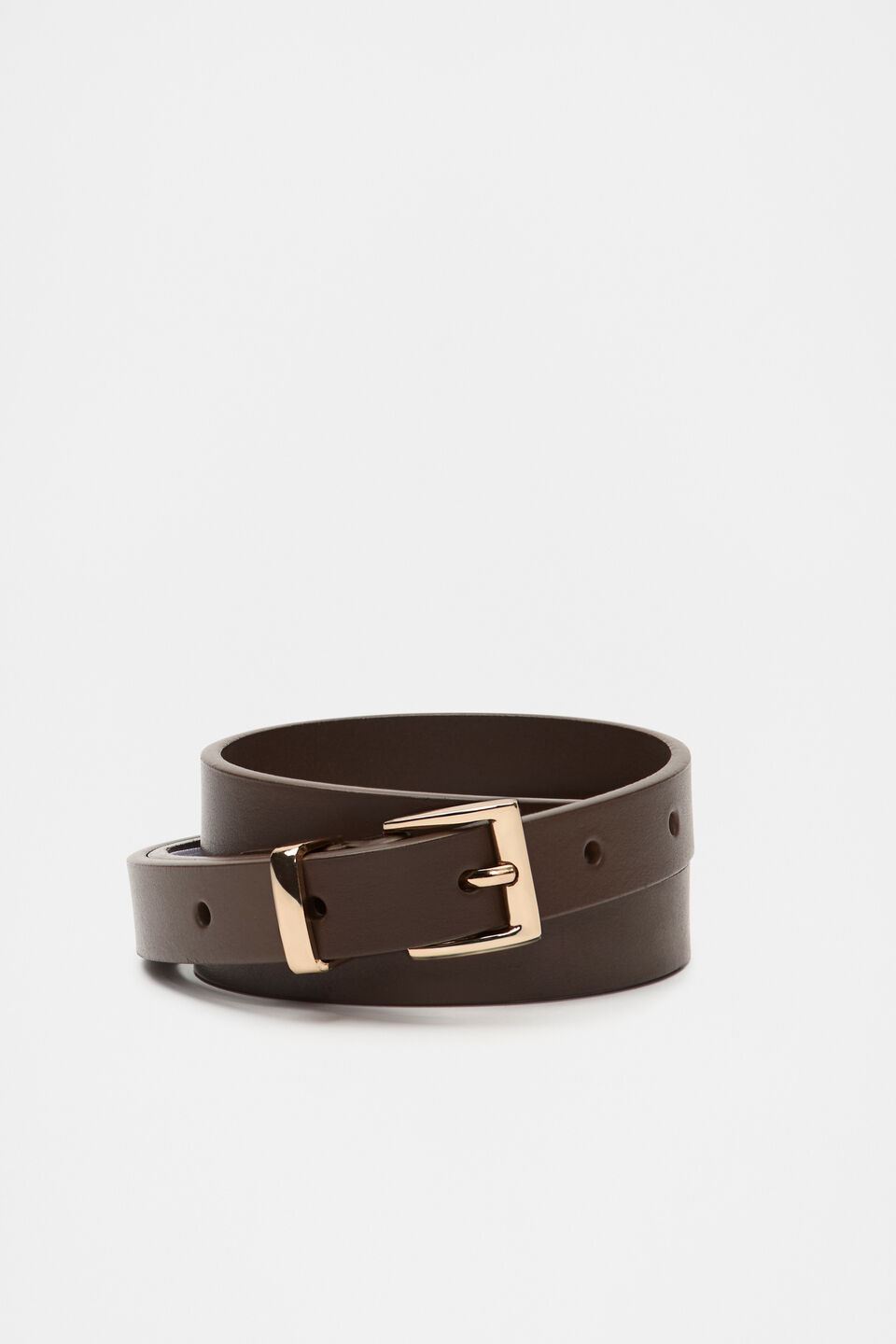 Celeste Narrow Leather Belt  Affogato