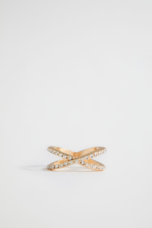 Crystal Twist Ring  Gold  hi-res