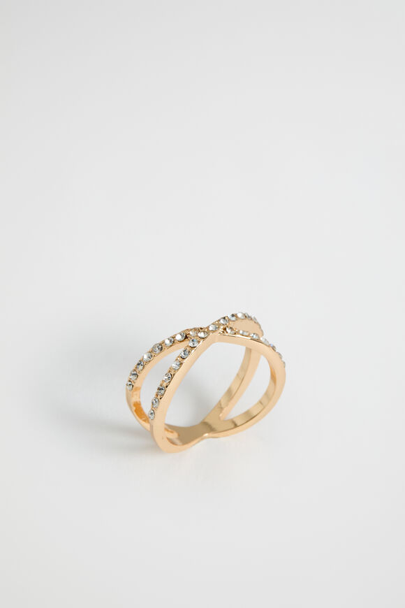 Crystal Twist Ring  Gold  hi-res