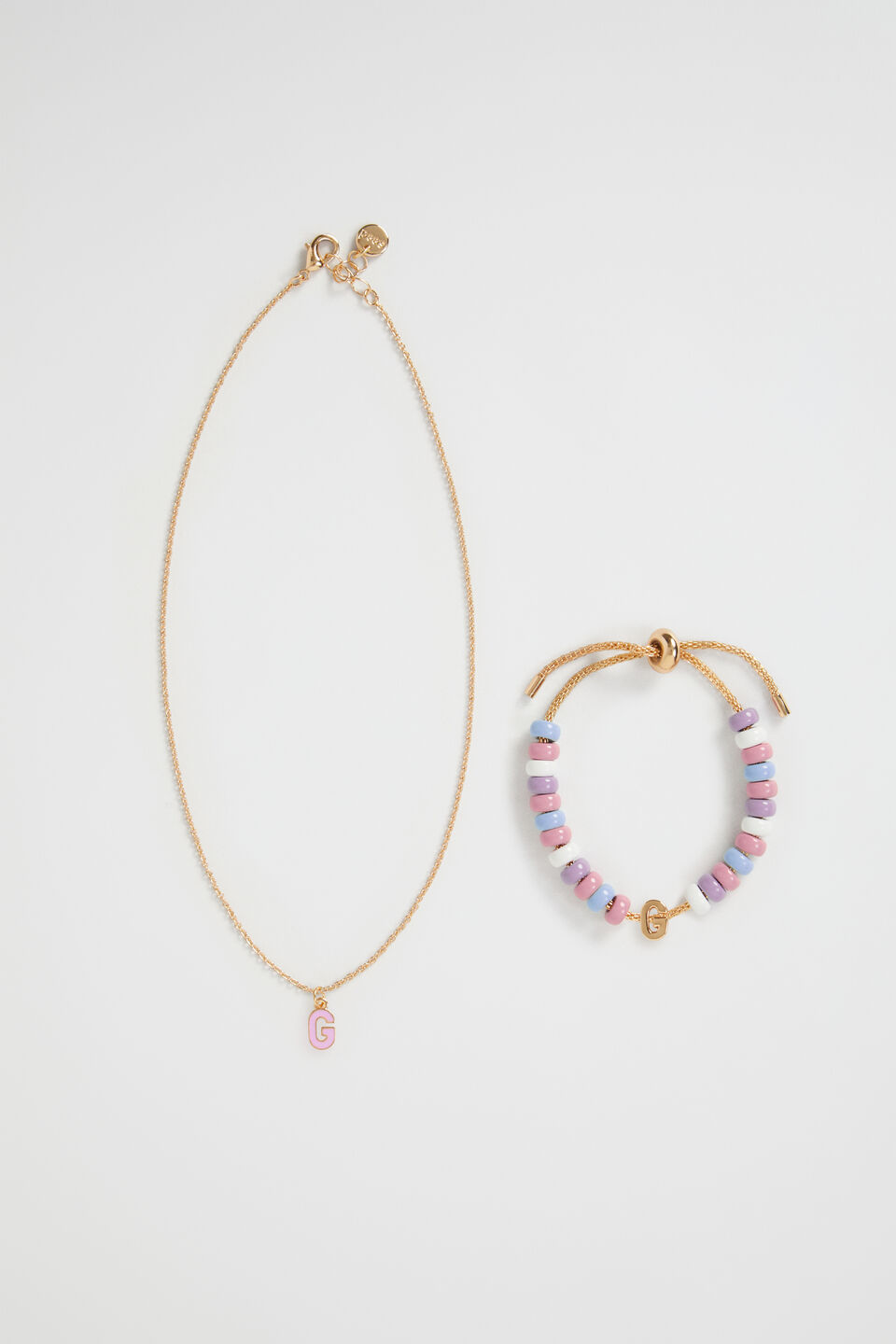 Initial Necklace and Bracelet Set  G