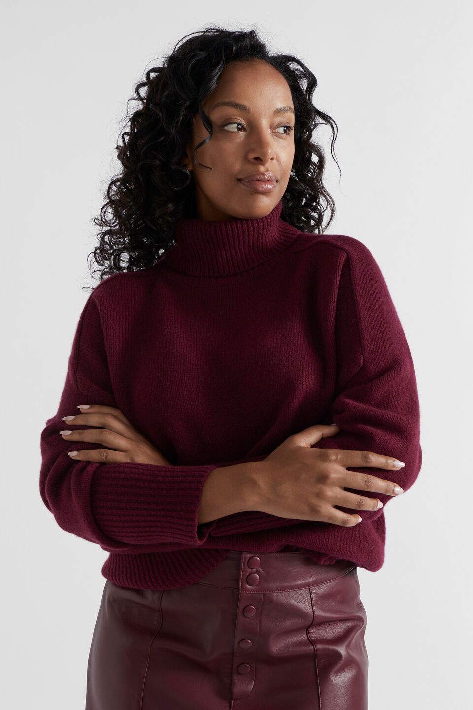Merino Wool Roll Neck  Boysenberry