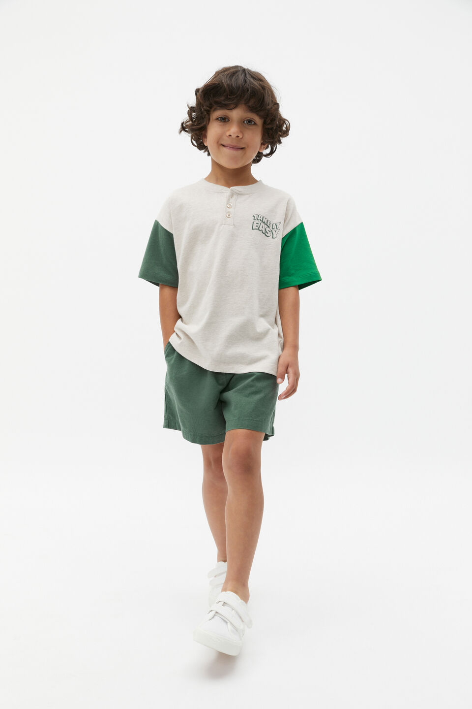Henley Tee  Oat Marle