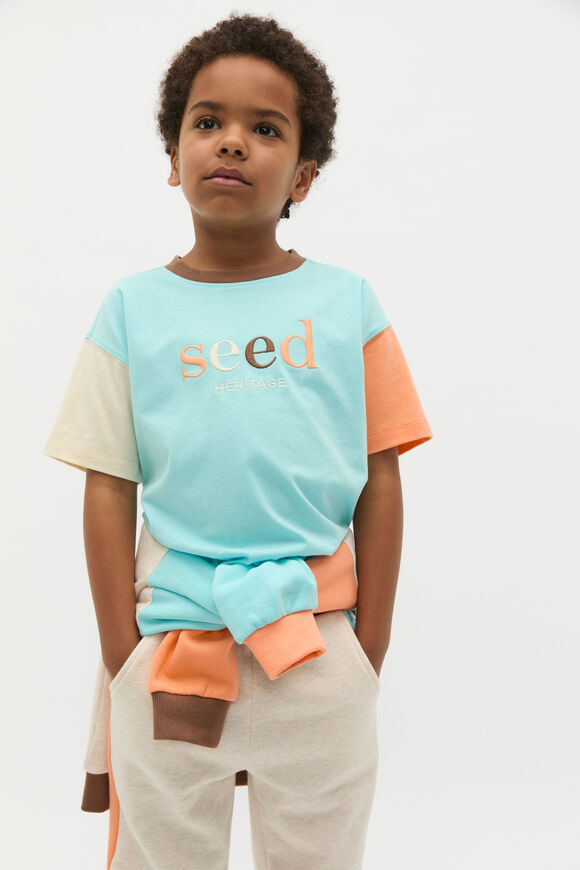 Colourblock Logo Tee  Ocean Blue  hi-res