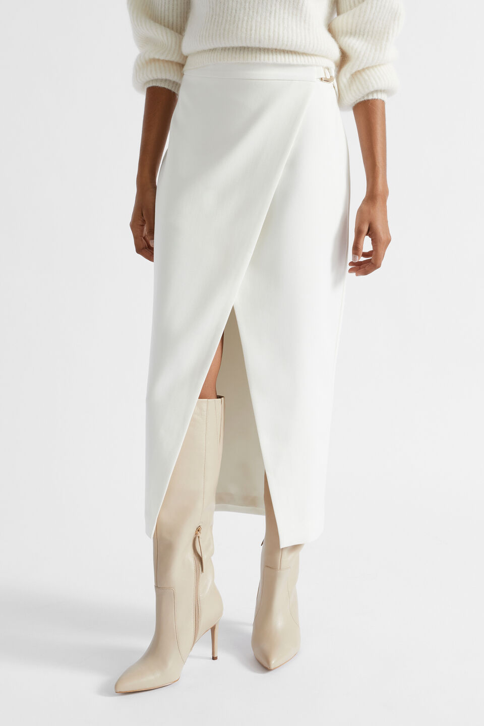 Wrap Front Buckle Skirt  Cloud Cream