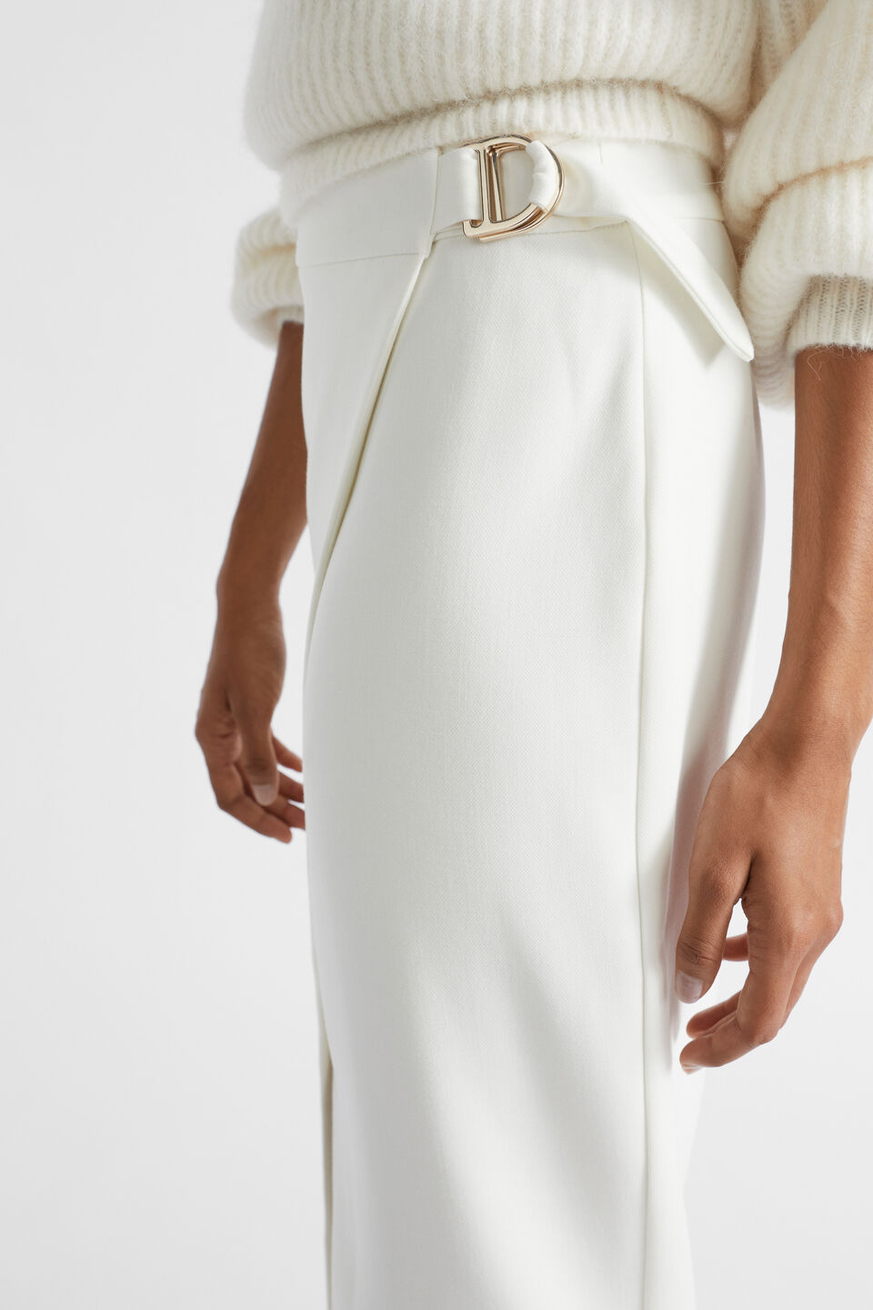 Wrap Front Buckle Skirt  Cloud Cream