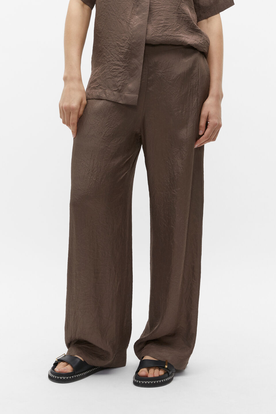 Textured Satin Elasticated Pant  Affogato