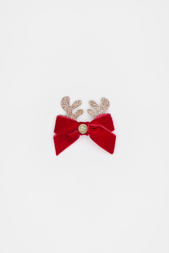 Reindeer Bow Duck Clip  Multi  hi-res