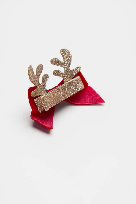 Reindeer Bow Duck Clip  Multi  hi-res