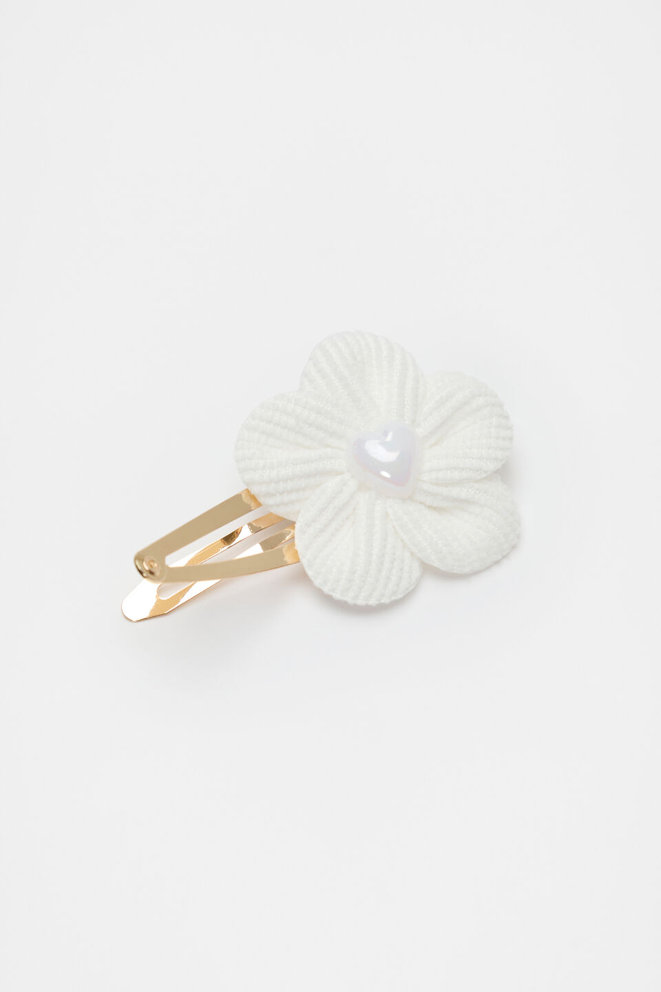 Cord Flower Heart Pearl Snap  Classic Cream