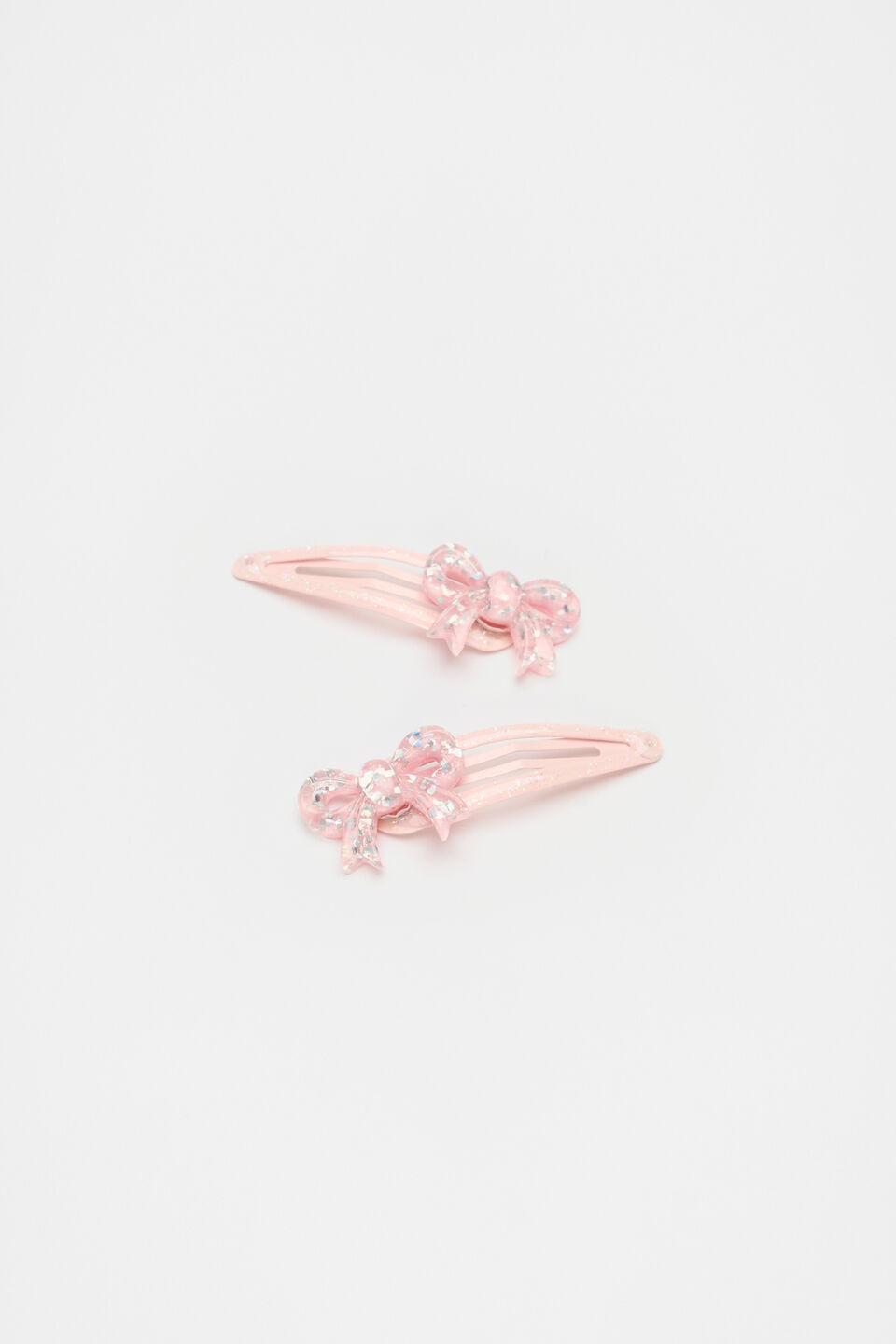 Glitter Bow Resin Snaps  Rose Petal