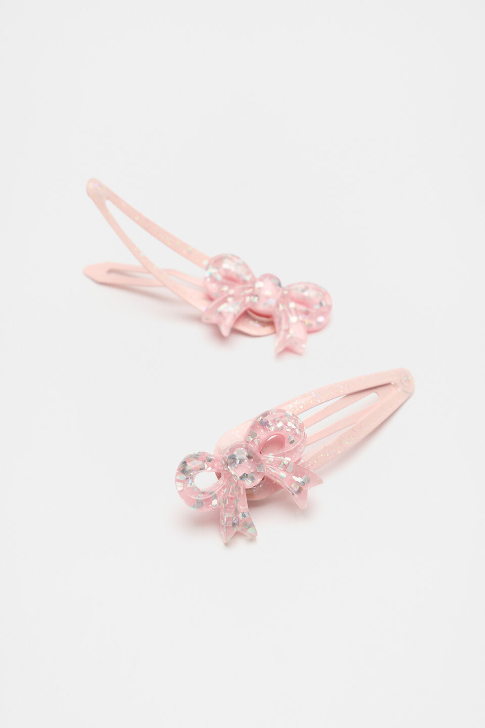 Glitter Bow Resin Snaps  Rose Petal